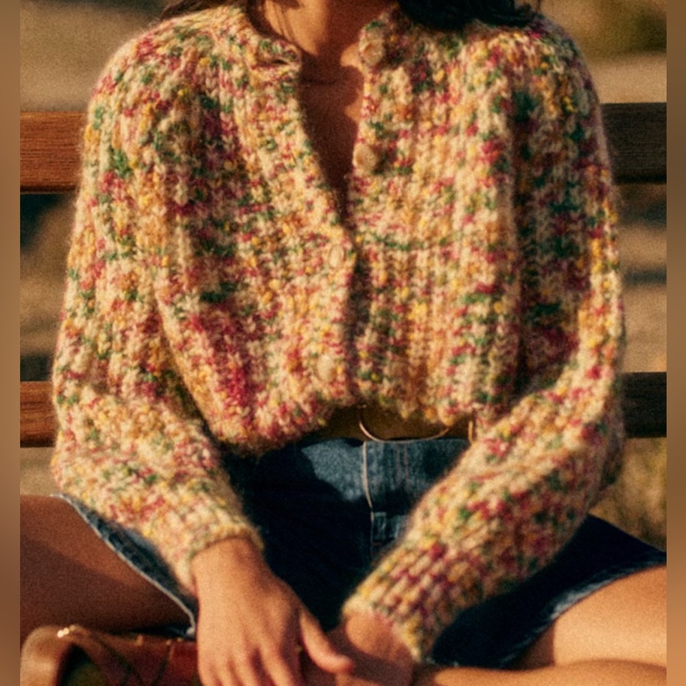 Sezane Emile Cardigan Multicolour Yellow Green - Size M